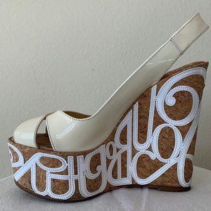 Chrisitan Louboutin cork wedge slingback